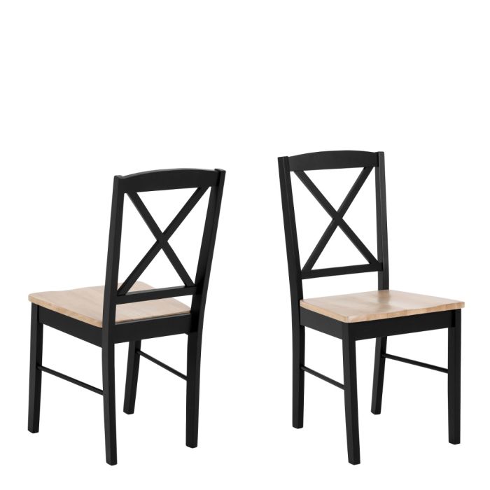 Elvira Set of 2 Dining Chairs - Black & Oak