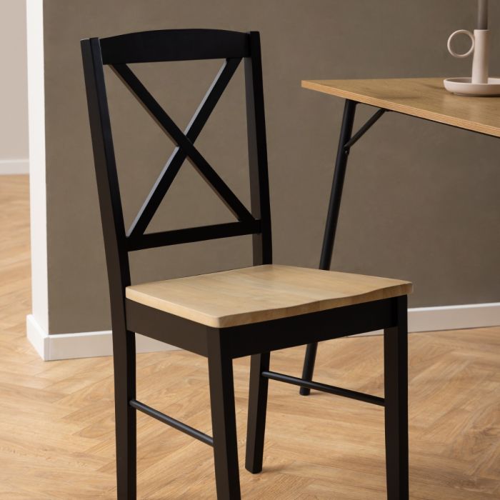 Elvira Set of 2 Dining Chairs - Black & Oak