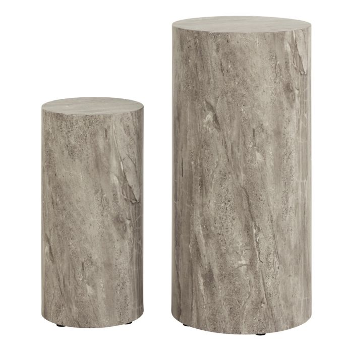 Dice Side Tables Grey Marble - Set Of 2