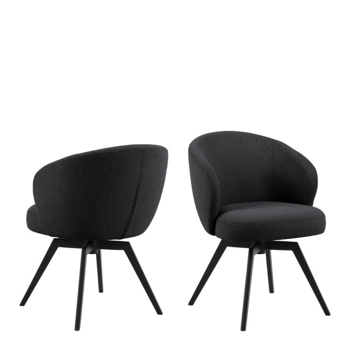Darlene Swivel Set of 2 Dining Chairs - Black