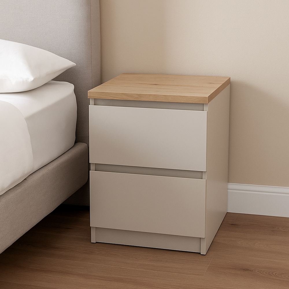 Naia 2 Drawers Bedside Table -  Cashmere