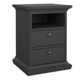 Paris 2 Drawers Bedside Table - Matt Grey