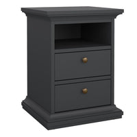 Paris 2 Drawers Bedside Table - Matt Grey