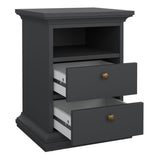 Paris 2 Drawers Bedside Table - Matt Grey