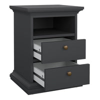 Paris 2 Drawers Bedside Table - Matt Grey