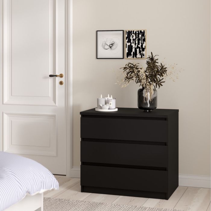 Naia 3 Drawers Chest - Black