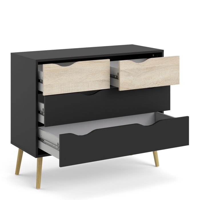 Oslo 4 Drawers Chest - Black