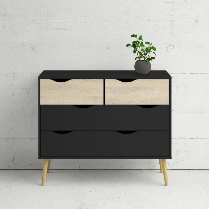 Oslo 4 Drawers Chest - Black
