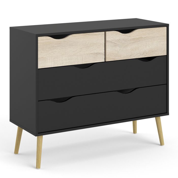 Oslo 4 Drawers Chest - Black