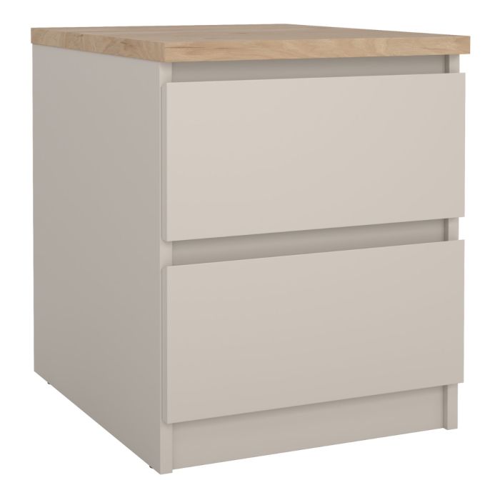 Naia 2 Drawers Bedside Table -  Cashmere