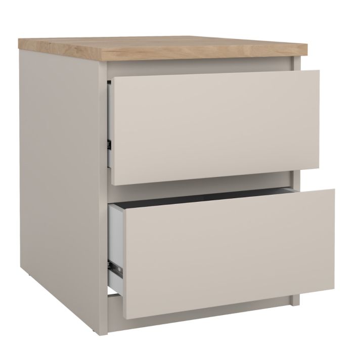 Naia 2 Drawers Bedside Table -  Cashmere