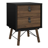 Ry 2 Drawers Bedside Table - Walnut