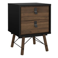 Ry 2 Drawers Bedside Table - Walnut