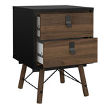 Ry 2 Drawers Bedside Table - Walnut