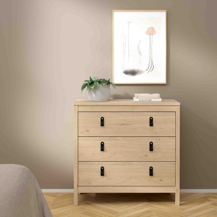 Barcelona 3 Drawers Chest - Hickory Oak