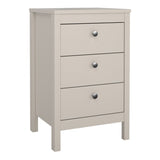 Madrid 3 Drawers Bedside Table - Cashmere