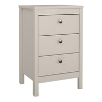 Madrid 3 Drawers Bedside Table - Cashmere