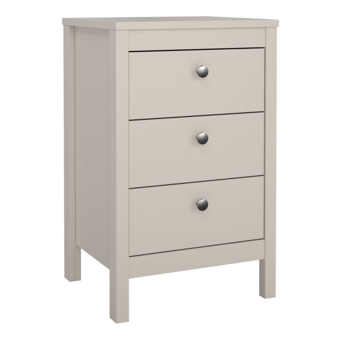 Madrid 3 Drawers Bedside Table - Cashmere