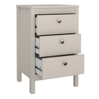 Madrid 3 Drawers Bedside Table - Cashmere