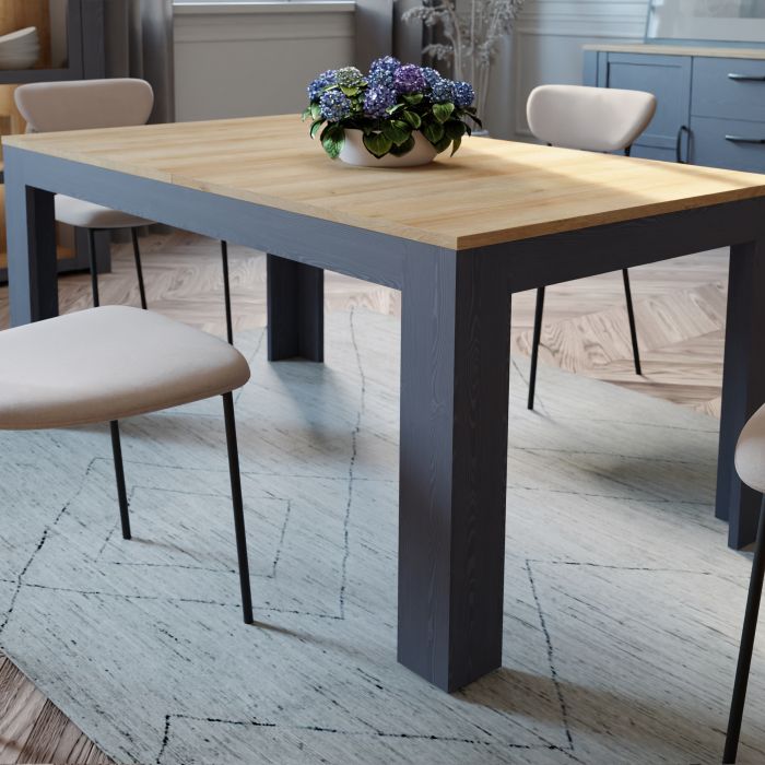 Bohol Extendable 6-8 Seater Dining Table - Navy & Oak