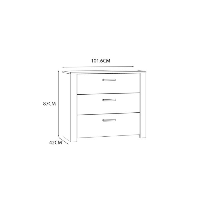 Bohol 3 Drawers Chest - Navy