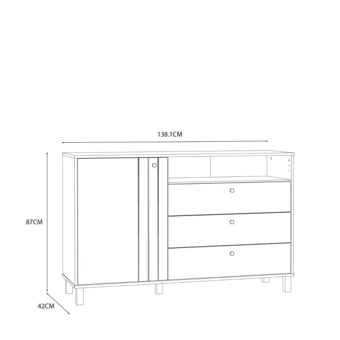 Grafton 3 Drawers Chest - Oak