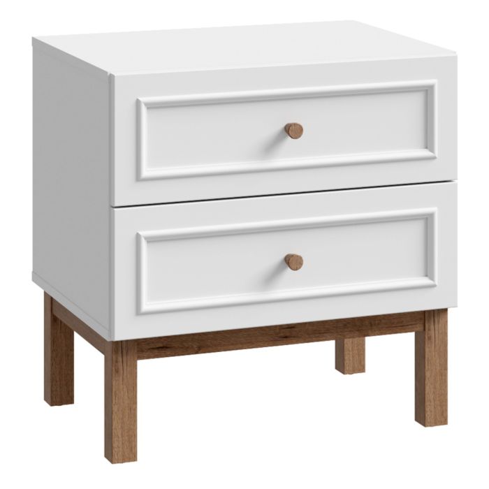 Wensley 2 Drawers Bedside Table - Light Silver