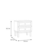 Wensley 2 Drawers Bedside Table - Light Silver