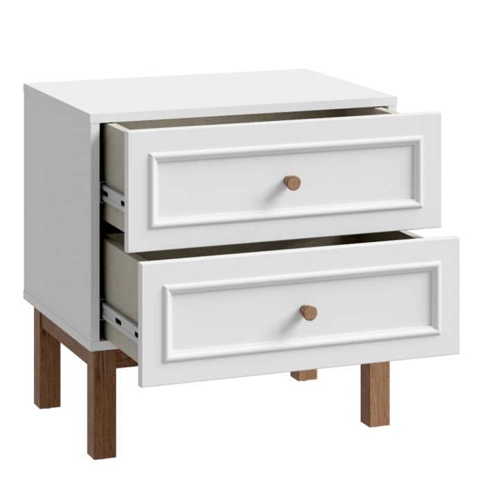 Wensley 2 Drawers Bedside Table - Light Silver