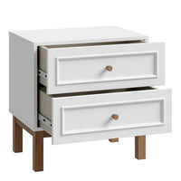 Wensley 2 Drawers Bedside Table - Light Silver