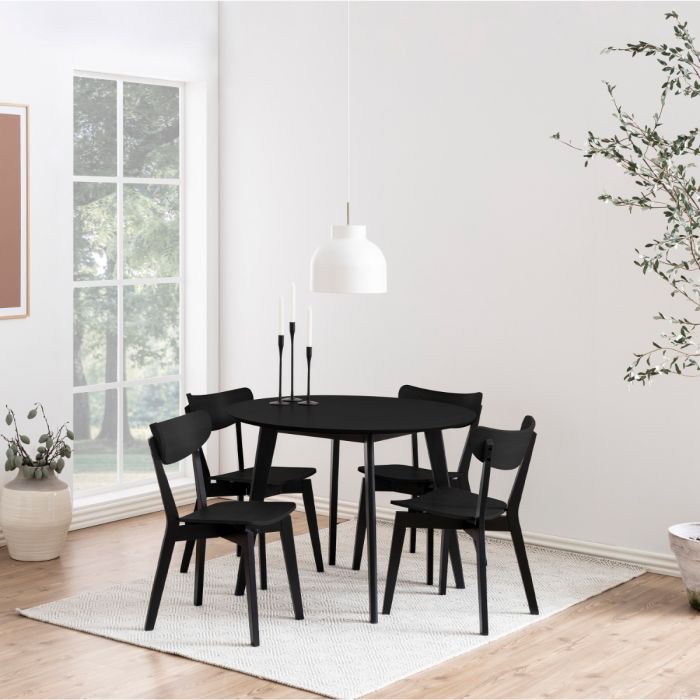 Black Roxby Dining Table with 4 Black Dining Chairs