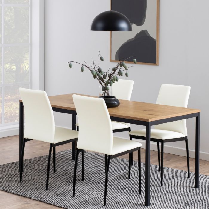 Seaford 4-6 Seater Dining Table - Black & Oak