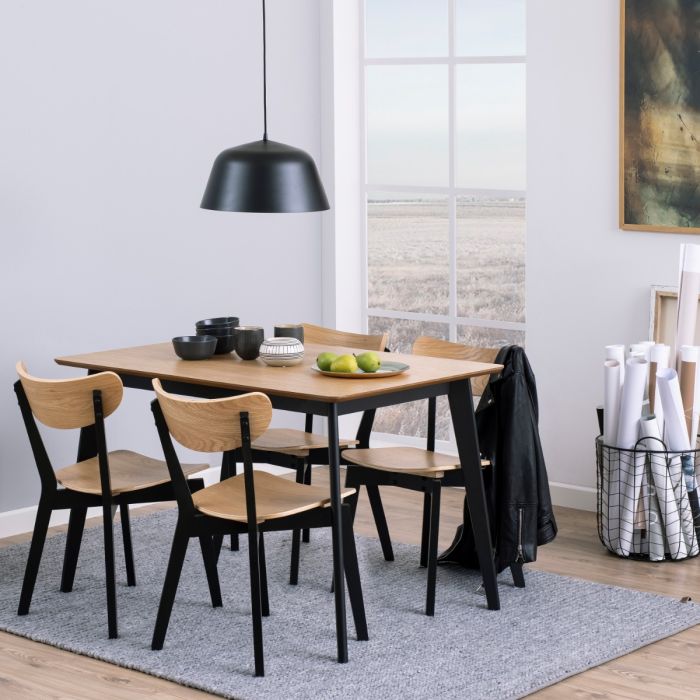Oak Roxby Dining Table with 4 Oak Dining Chairs