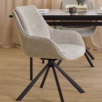 Black Angus Dining Table with 4 Sand Swivel Dining Chairs
