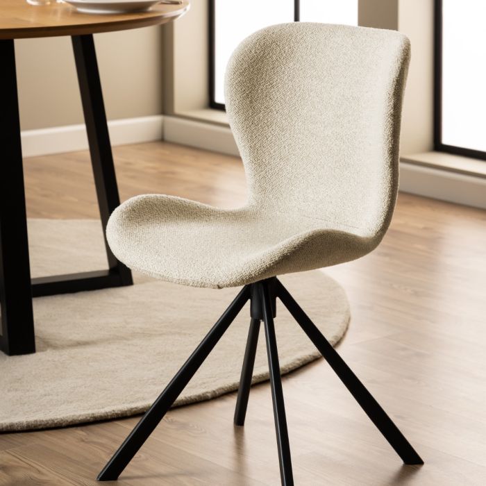 Batilda Swivel Set of 2 Dining Chairs - Cream