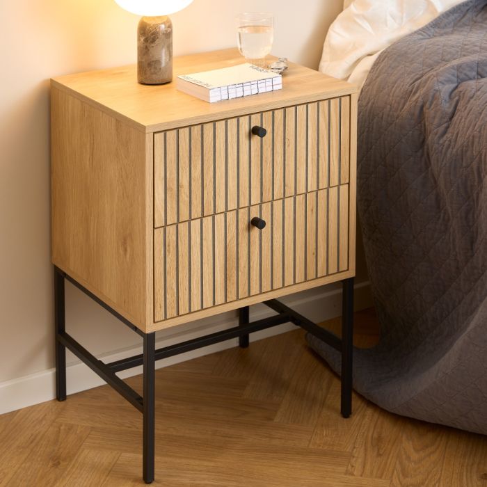Albany 2 Drawers Bedside Table - Oak