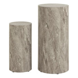 Dice Side Tables Grey Marble - Set Of 2