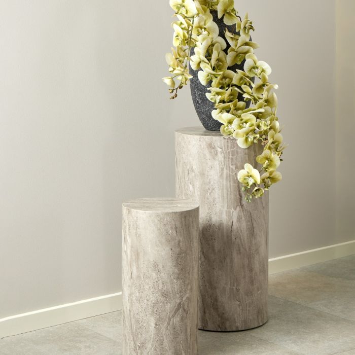 Dice Side Tables Grey Marble - Set Of 2