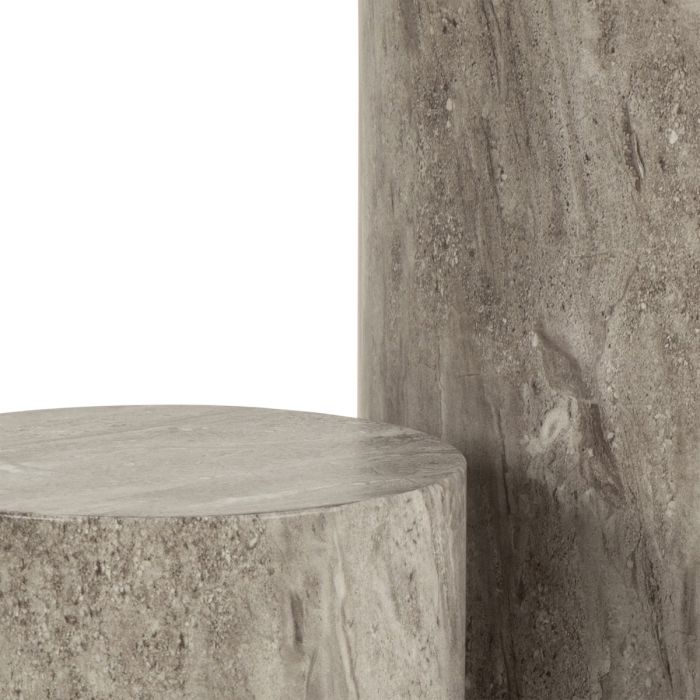 Dice Side Tables Grey Marble - Set Of 2