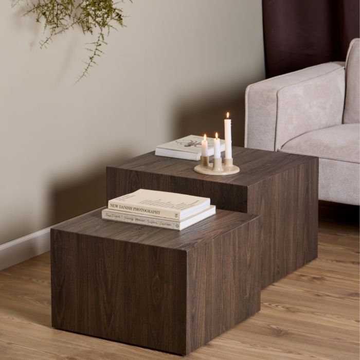 Dice Coffee Table - Smoked Ash Set of 2