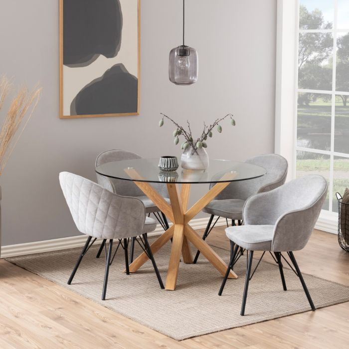 Heaven 4 Seater Dining Table - Oak & Glass