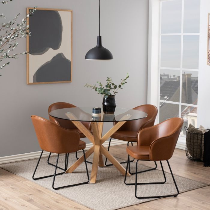 Heaven 4 Seater Dining Table - Oak & Glass