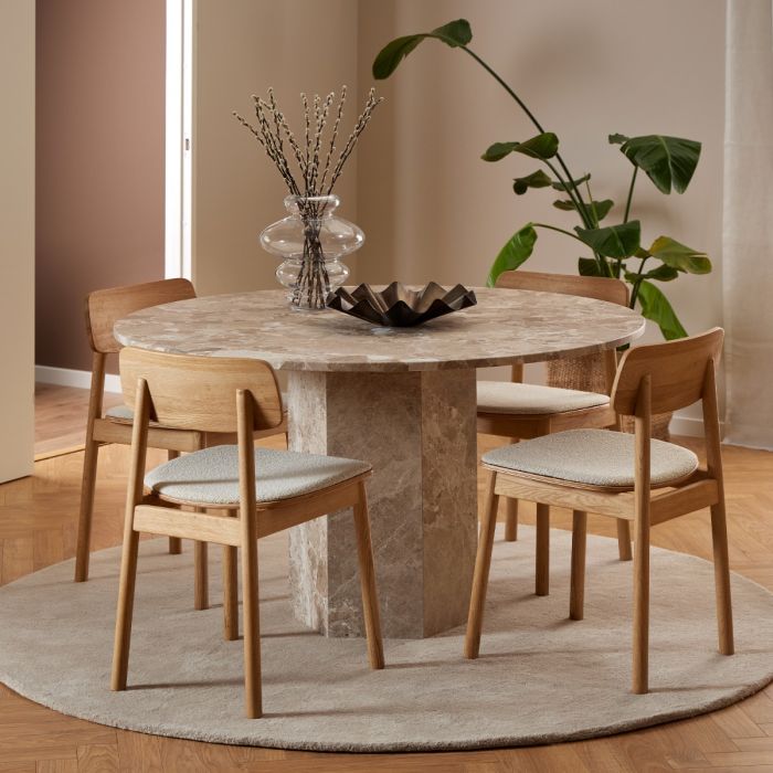 Naxos 5 Seater Dining Table - Brown Marble