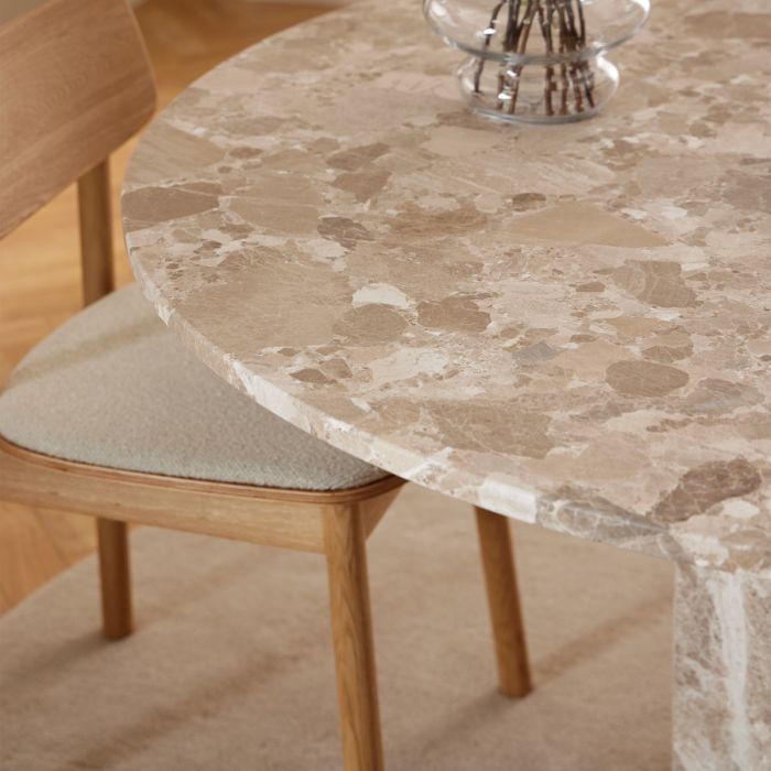 Naxos 5 Seater Dining Table - Brown Marble