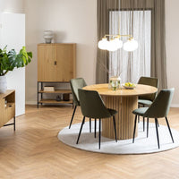 Yale Dining Table with 4 Olive Green Dining Chairs