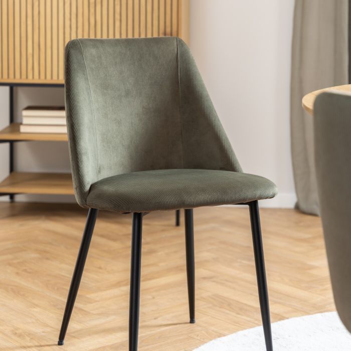 Yale Dining Table with 4 Olive Green Dining Chairs