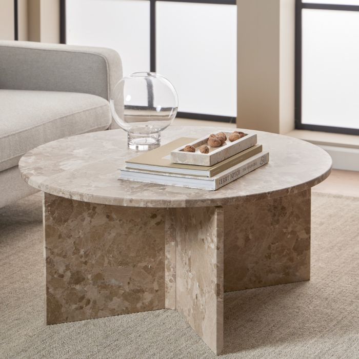 Vega Coffee Table - Latte Brown marble