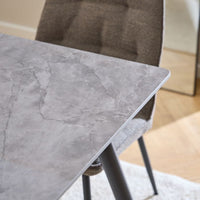 Grey Wicklow Dining Table with 4 Beige Dining Chairs