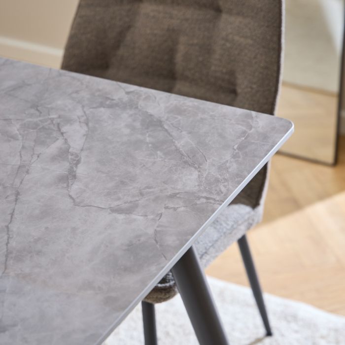 Grey Wicklow Dining Table with 4 Taupe Dining Chairs
