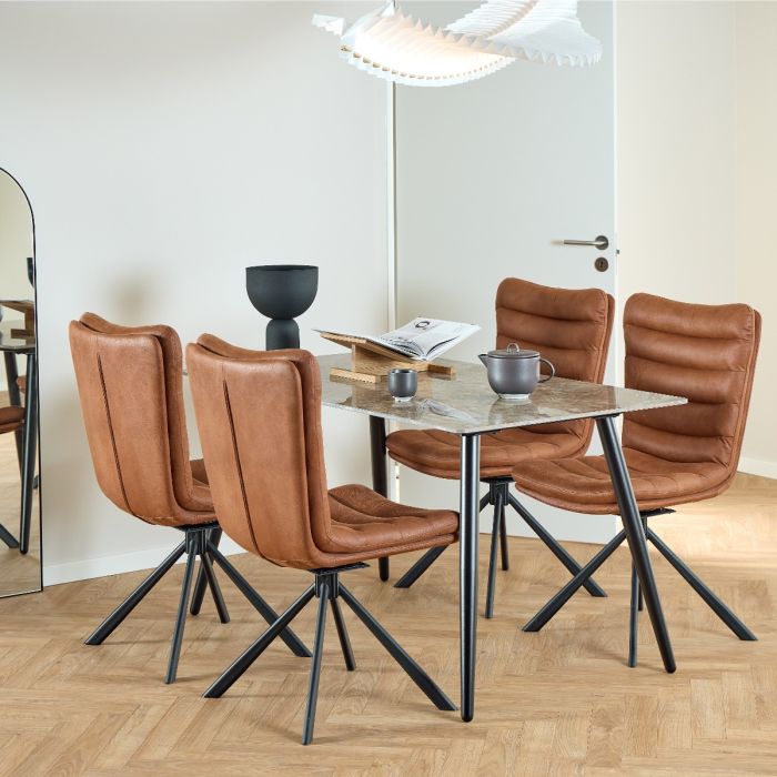 Wicklow Ceramic 4 Seater Dining Table - Brown & Black